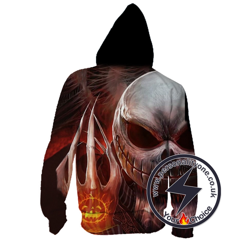 Halloween Evil Looking Jack Skellington Zip Up Hoodie