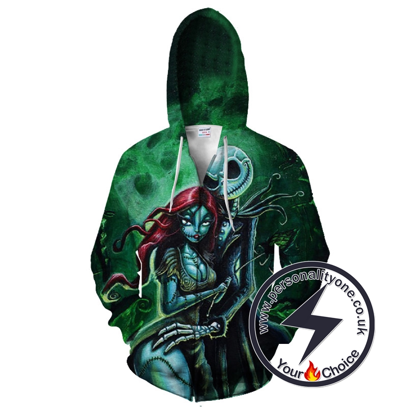 Jack And Sally The Nightmare Before Christmas Zip Up Hoodie