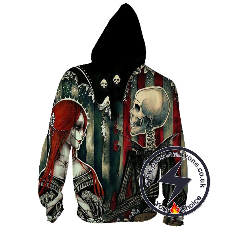 jack and sally zip up hoodie