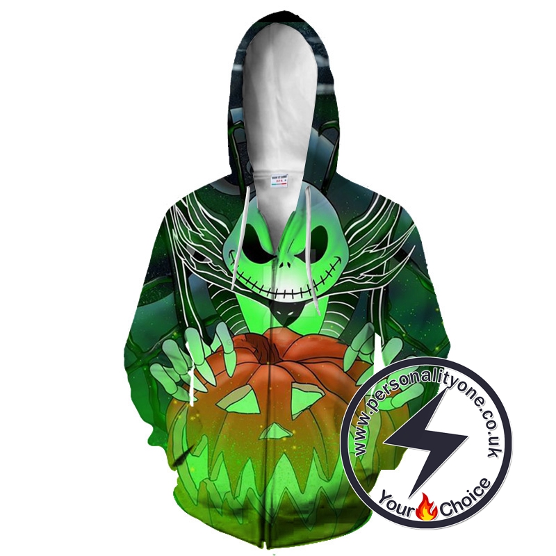 The Nightmare Before Christmas Evil Looking Jack Skellington Zip Up Hoodie