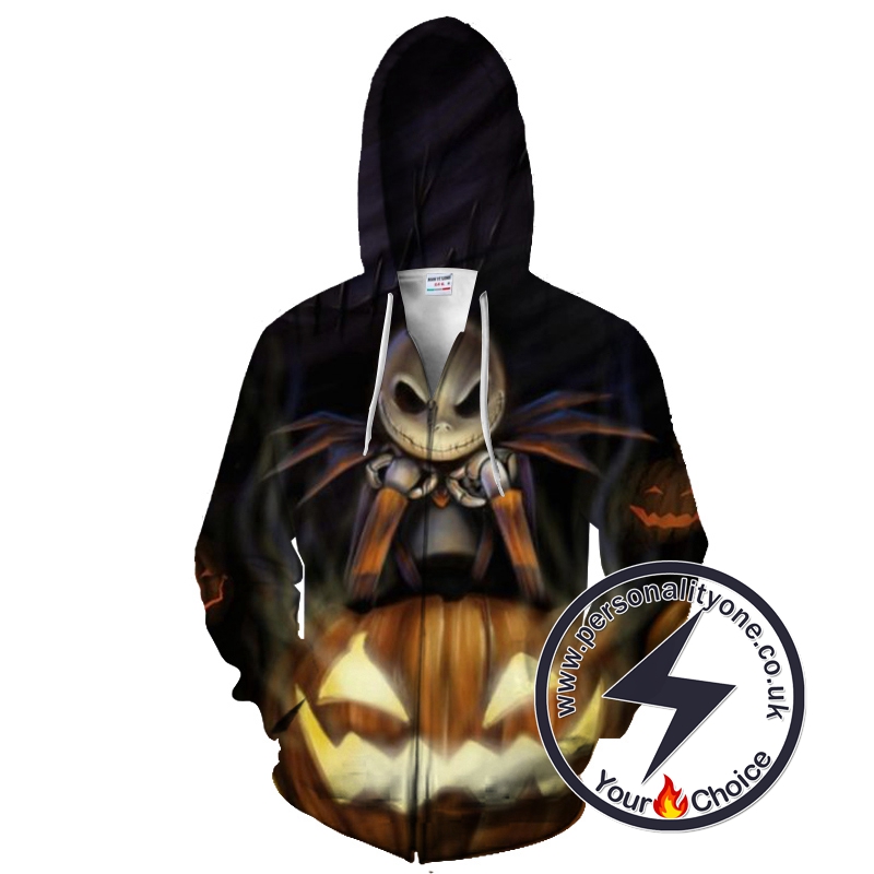 The Nightmare Before Christmas Halloween Spooky Jack Skellington Zip Up Hoodie