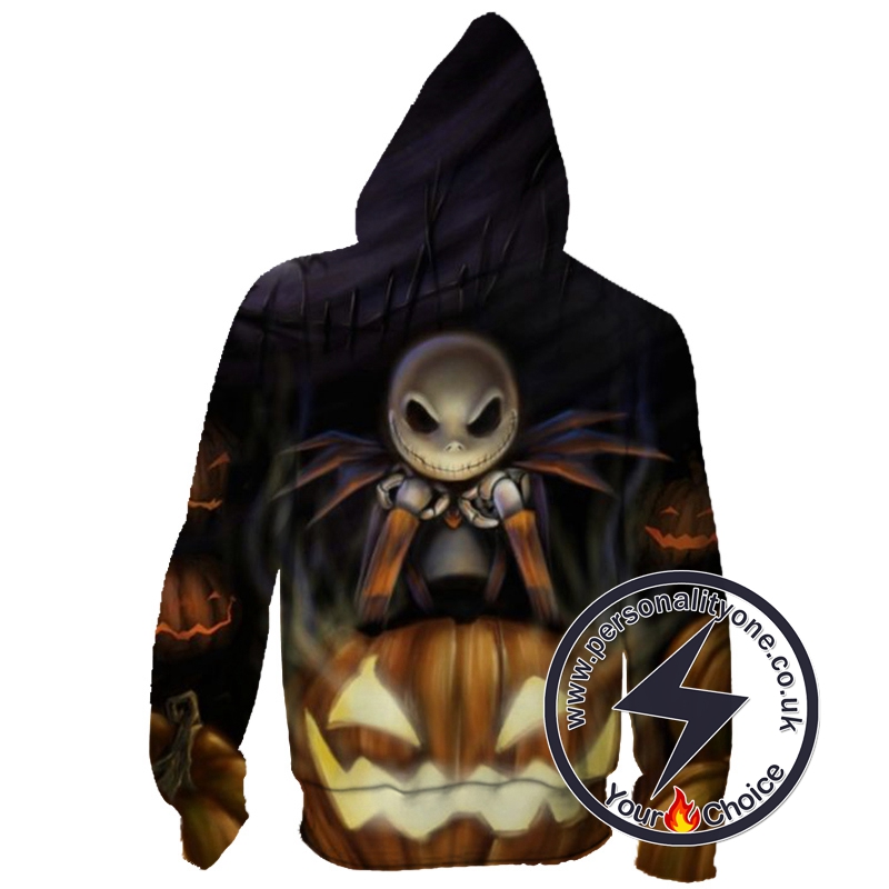 The Nightmare Before Christmas Halloween Spooky Jack Skellington Zip Up Hoodie