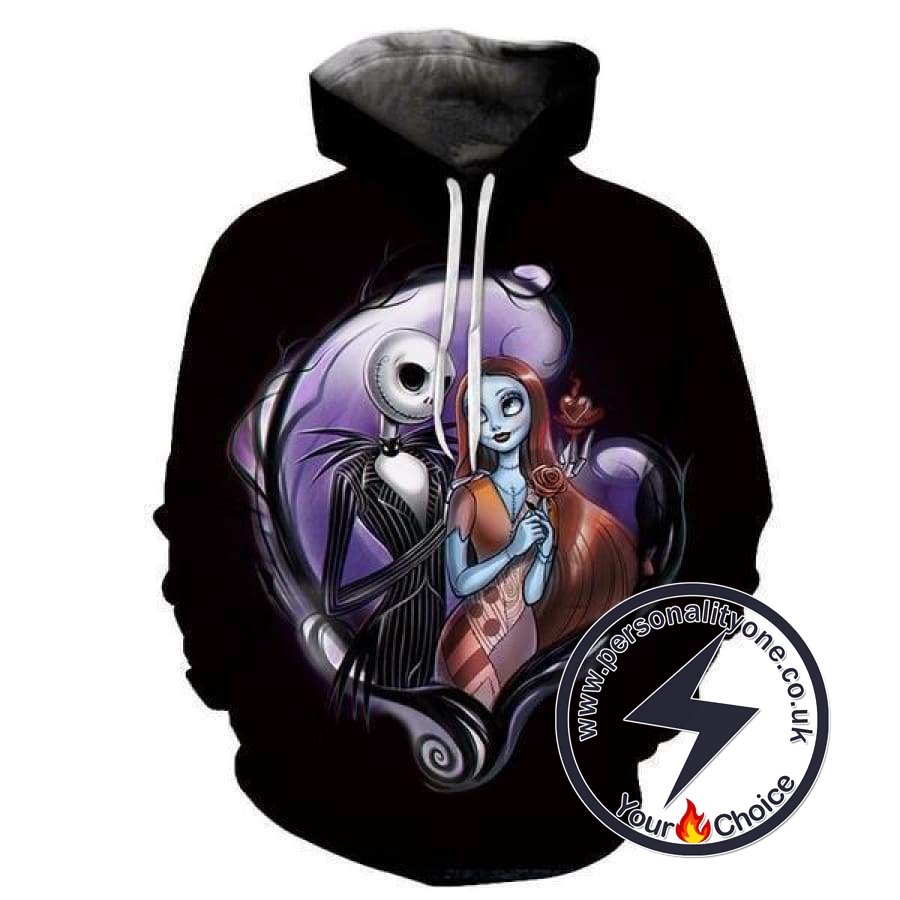 The Nightmare Before Christmas Jack And Sally Hoodie Black