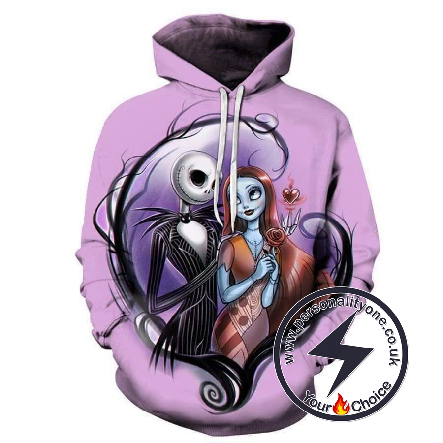 The Nightmare Before Christmas Jack And Sally Hoodie Pink