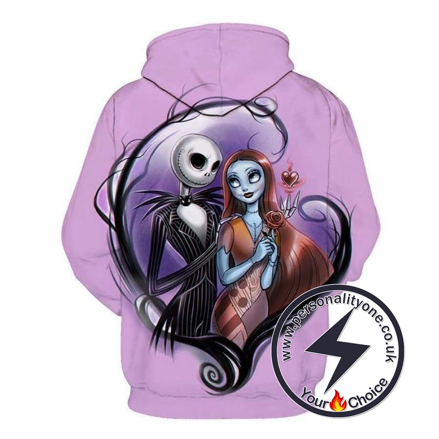 The Nightmare Before Christmas Jack And Sally Hoodie Pink