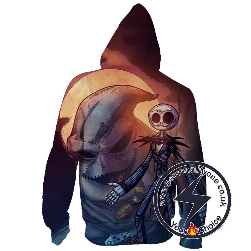 The Nightmare Before Christmas Jack Skellington And Oogie Boogie Zip Up Hoodie