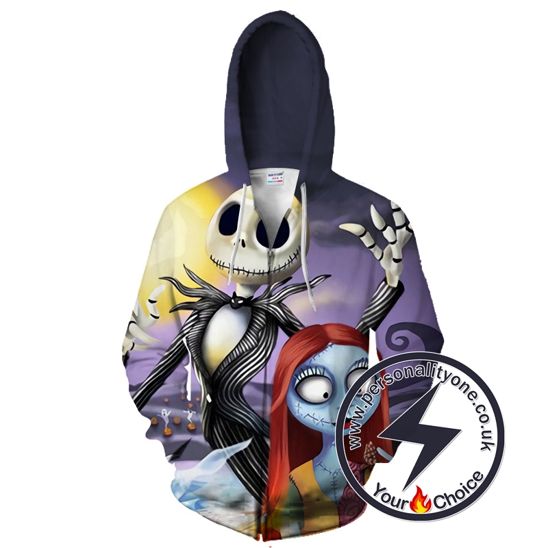 The Nightmare Before Christmas Jack Skellington And Sally Dating Zip Up Hoodie