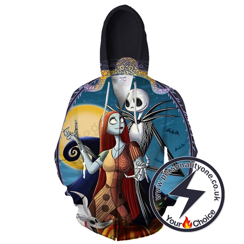 The Nightmare Before Christmas Jack Skellington And Sally Zip Up Hoodie