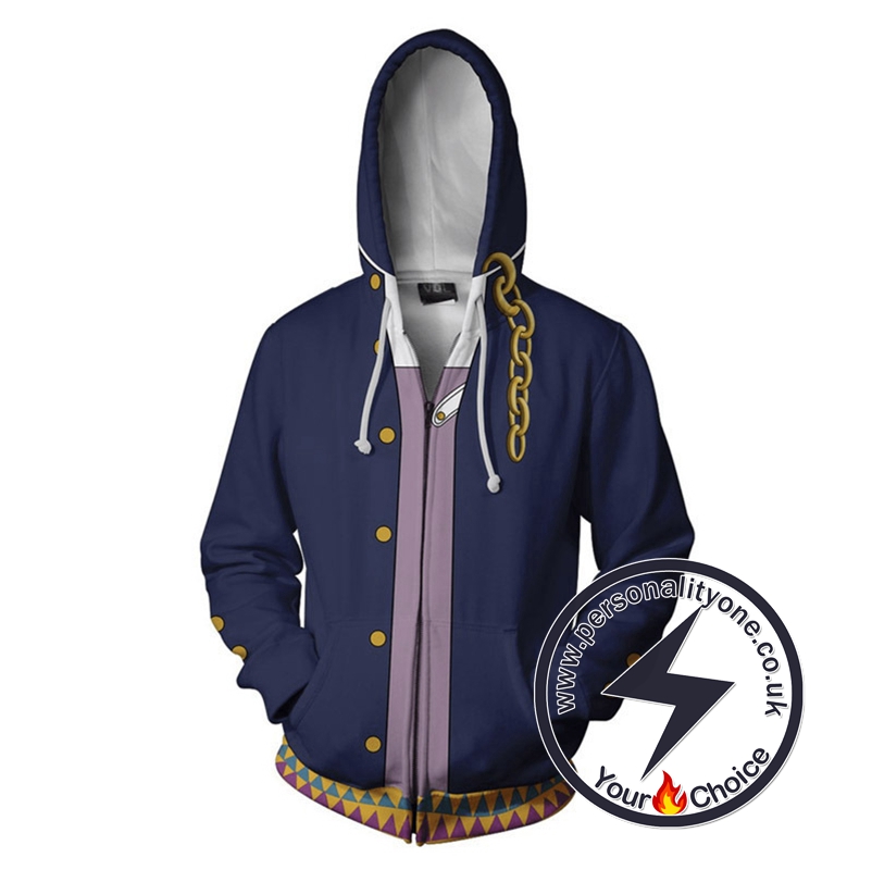 JoJo's Bizarre Adventure Kujo Jotaro Blue Cosplay Hoodie Jacket