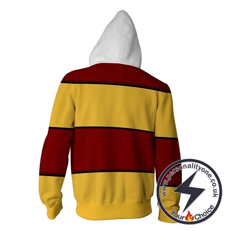 Harry Potter Gryffindor Yellow And Red Stripes Cosplay Zip Up Hoodie Jacket