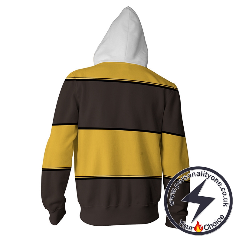 Harry Potter Hufflepuff Yellow And Brown Stripes Cosplay Zip Up Hoodie Jacket