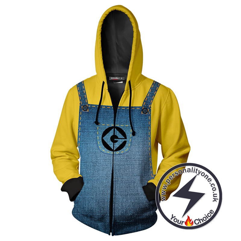 Minions Cosplay Zip Up Hoodie Jacket