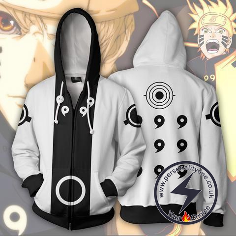 Naruto 6 Paths Black Zip Up Hoodie Jacket PersonalityOne 