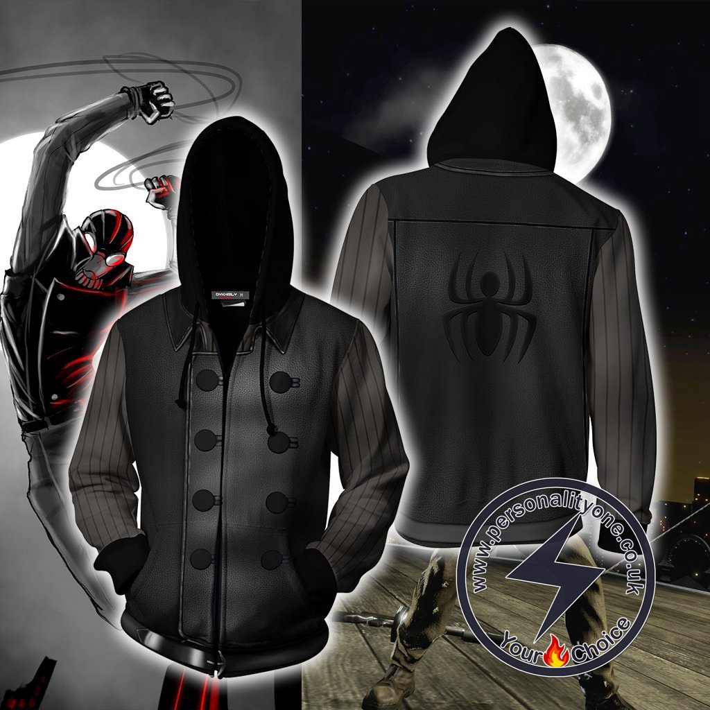 Spider-Man Noir Cosplay Zip Up Hoodie Jacket