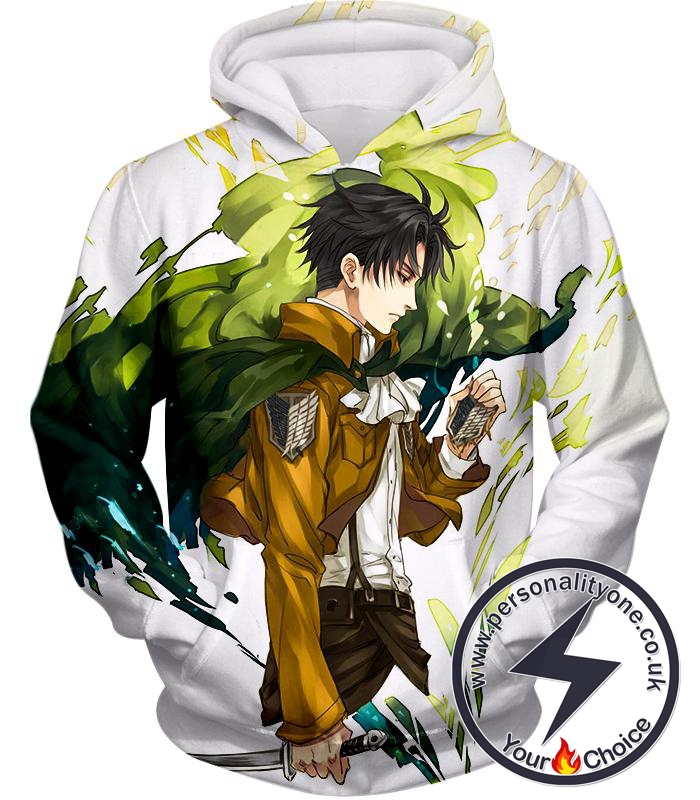 Attack on Titan Awesome Survey Corp Soldier Levi Ackerman Ultimate Anime White Hoodie