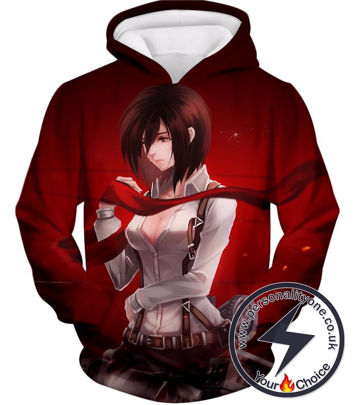 Attack on Titan Beautiful Mikasa Ackerman Red Hoodie