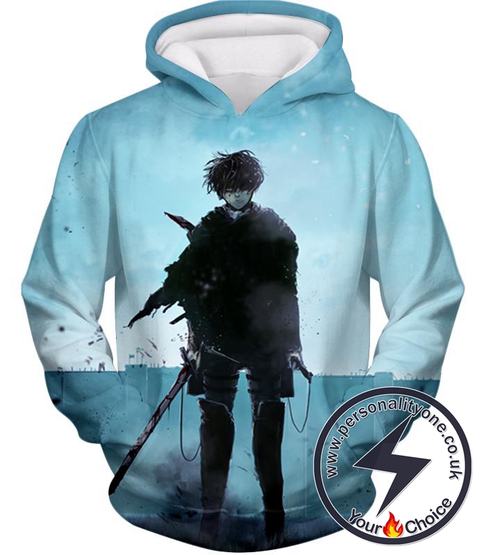 Attack on Titan Deadly Fighter Captain Levi Blue Hoodie