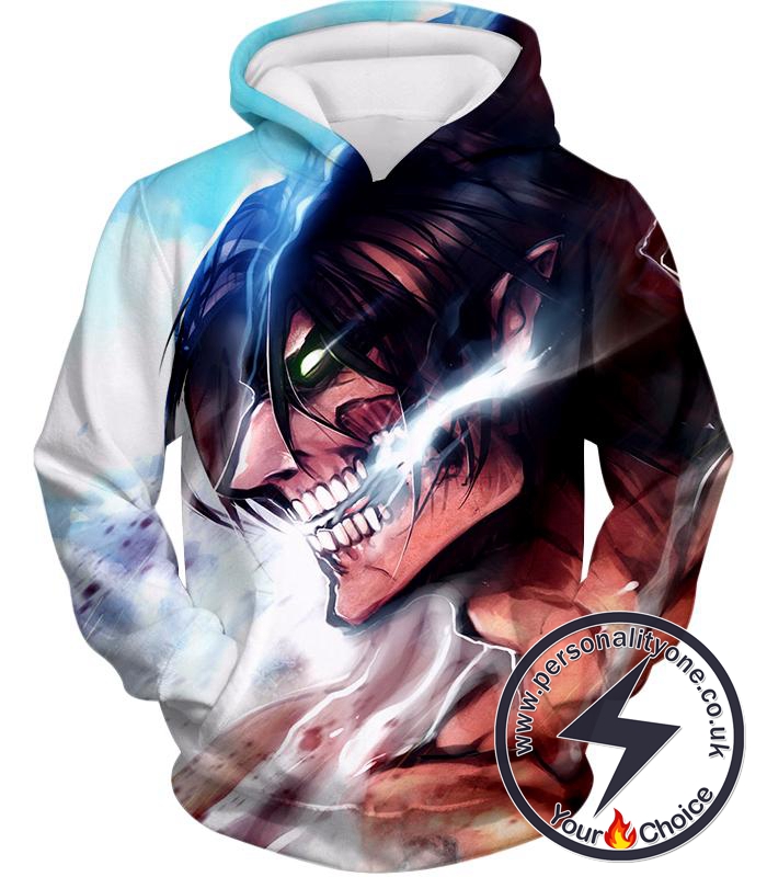 Attack on Titan Titan Form Eren Yeager White Hoodie