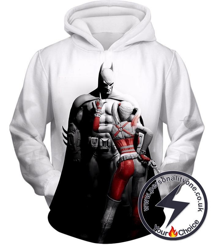 Batman x Harlequin Awesome 3D Graphic White Hoodie