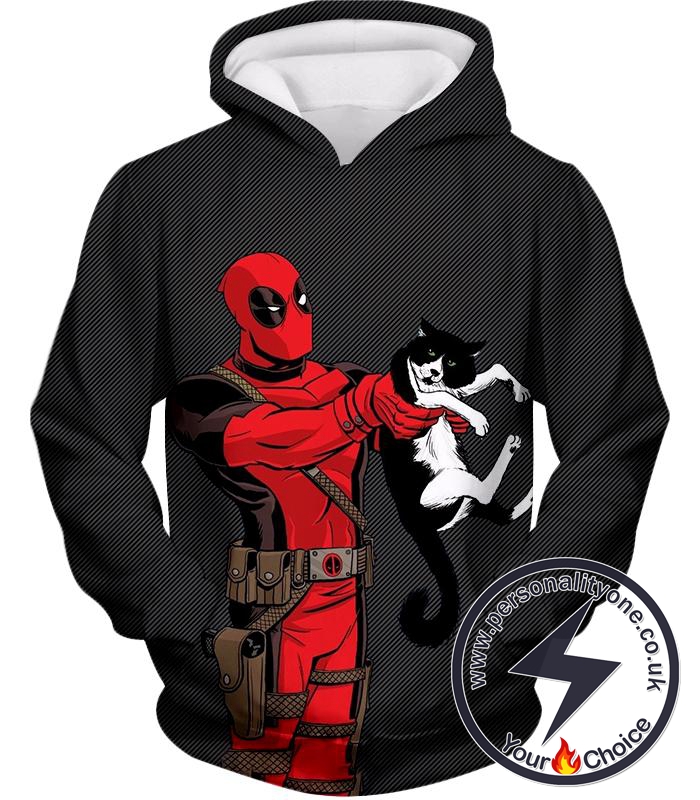 Cool Cat Lover Deadpool Amazing Black Hoodie