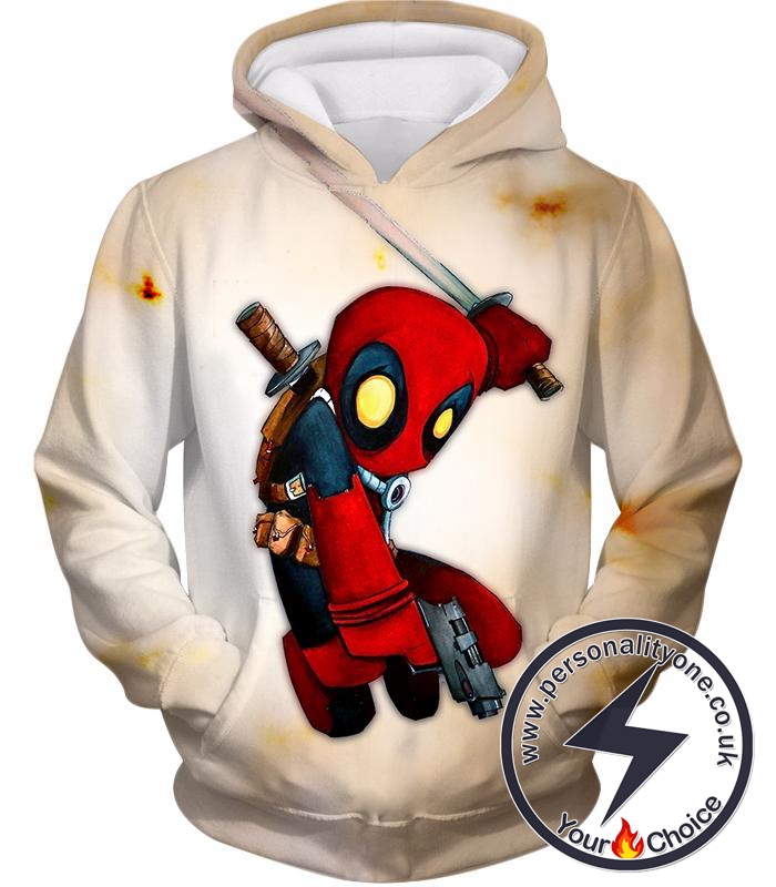 Cool Deadpool Funny Figure Action White Hoodie