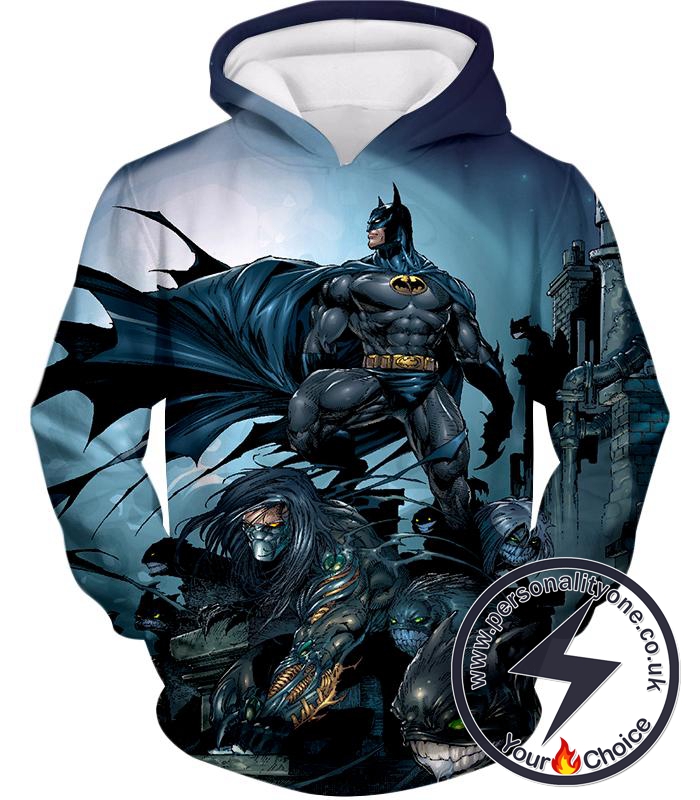 Cool Gotham Warrior Batman Conquering Villains Awesome Animated Hoodie