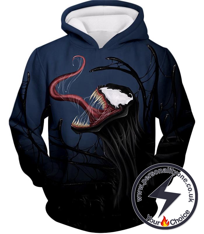 Cool Marvel Villain Venom Printed Black Hoodie