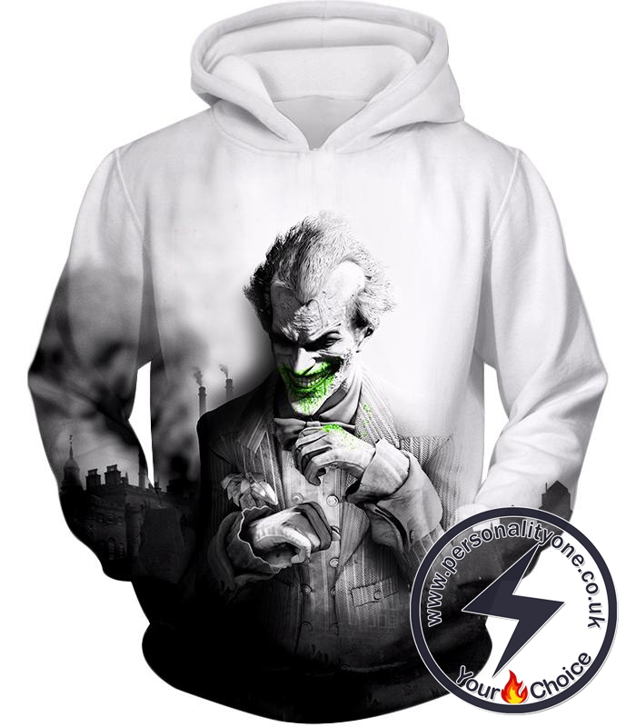 Deadliest Villain The Joker HD Graphic White Hoodie