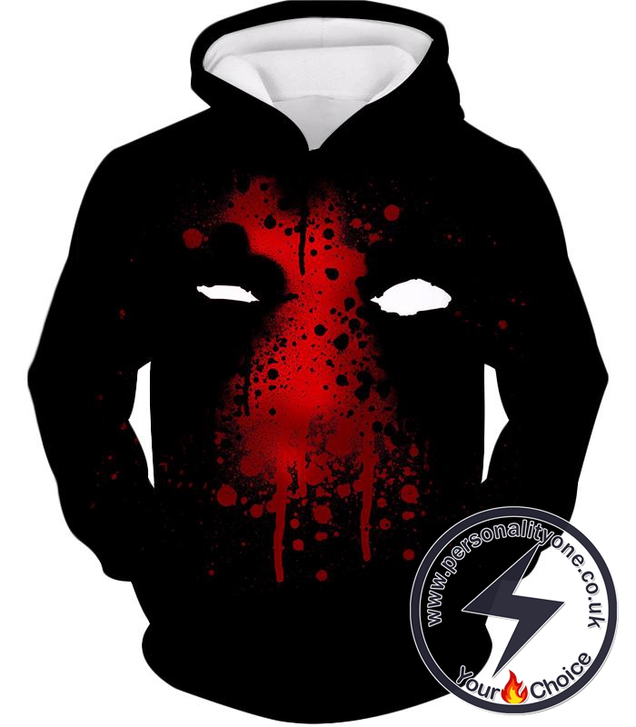 Deadpool Promo Mask Fan Art All Black Hoodie