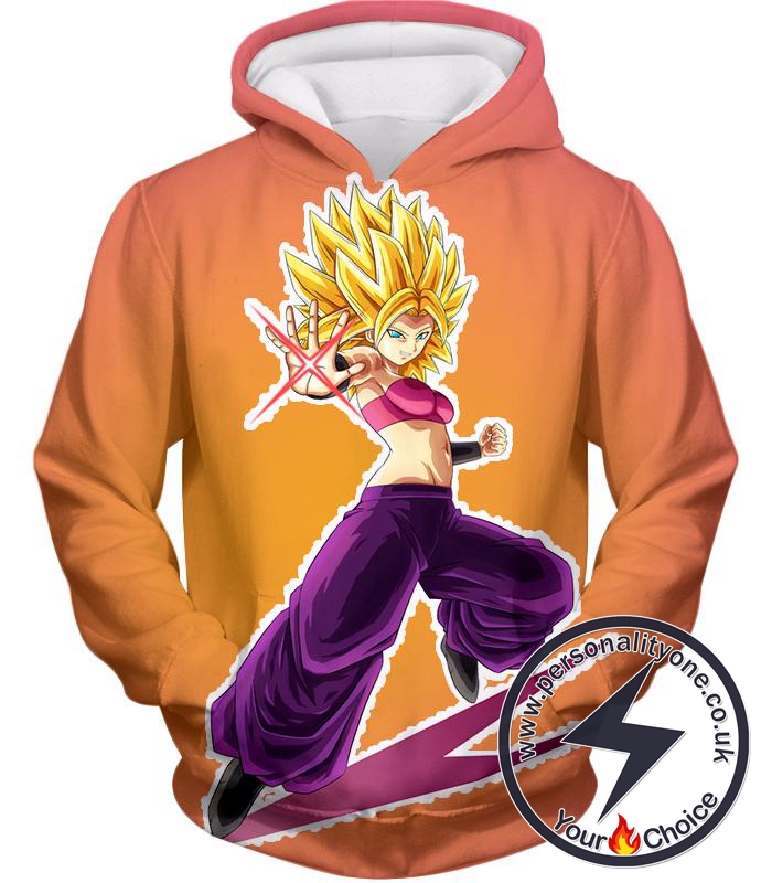 Dragon Ball Super Awesome Female Super Saiyan Caulifla Cool Action Rose Hoodie