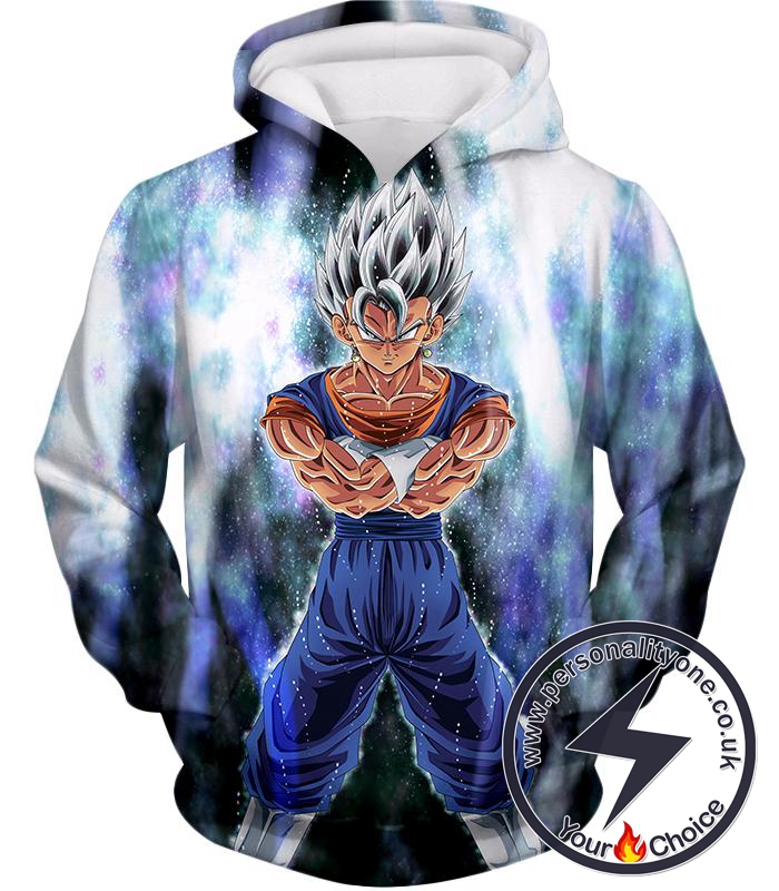 Dragon Ball Super Awesome Fusion Vegito Ultra Instinct Form Cool White Hoodie