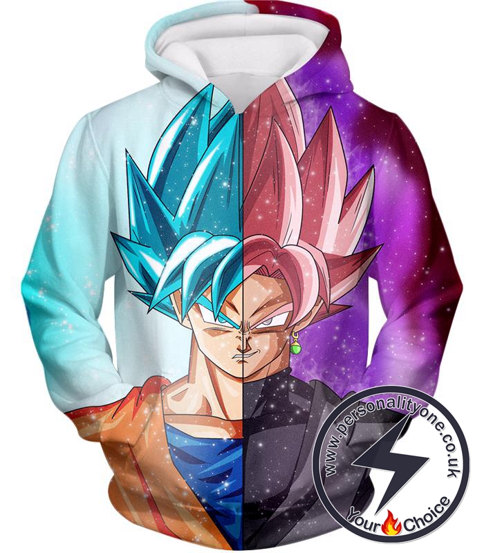 Dragon Ball Super Awesome Graphic Goku Super Saiyan Blue X Zamasu Super Saiyan Rose Cool Anime Hoodie