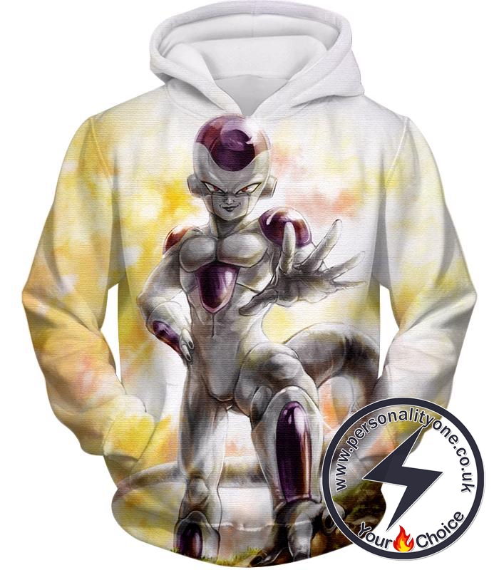 Dragon Ball Super Full Form Frieza Dangerous Villain Awesome Promo White Hoodie