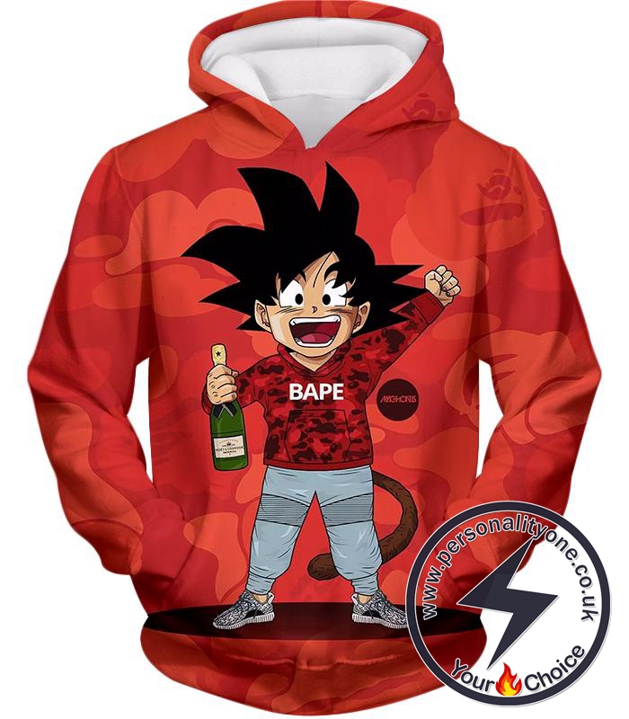 Dragon Ball Super Funny Kid Goku Meme Anime Graphic Red Hoodie