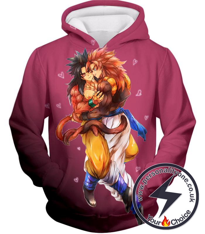 Dragon Ball Super Funny Super Saiyan 4 Art Gogeta x Goku Cute Pink Anime Hoodie