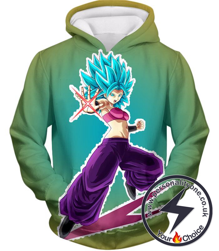 Dragon Ball Super Godly Form Caulifla Super Saiyan Blue Awesome Action Promo Hoodie