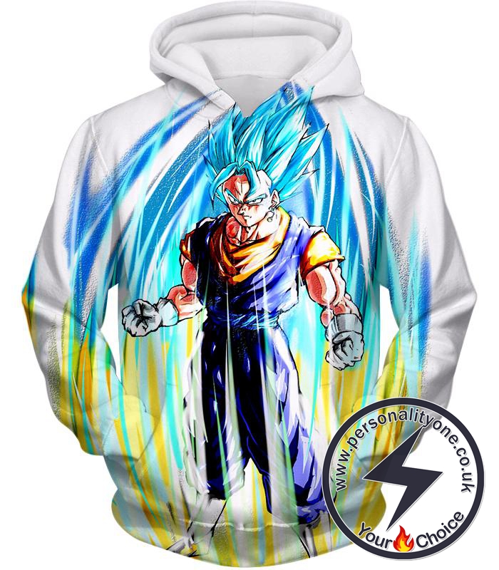 Dragon Ball Super Powerful Fusion Warrior Vegito Super Saiyan Blue Ultimate Action White Hoodie