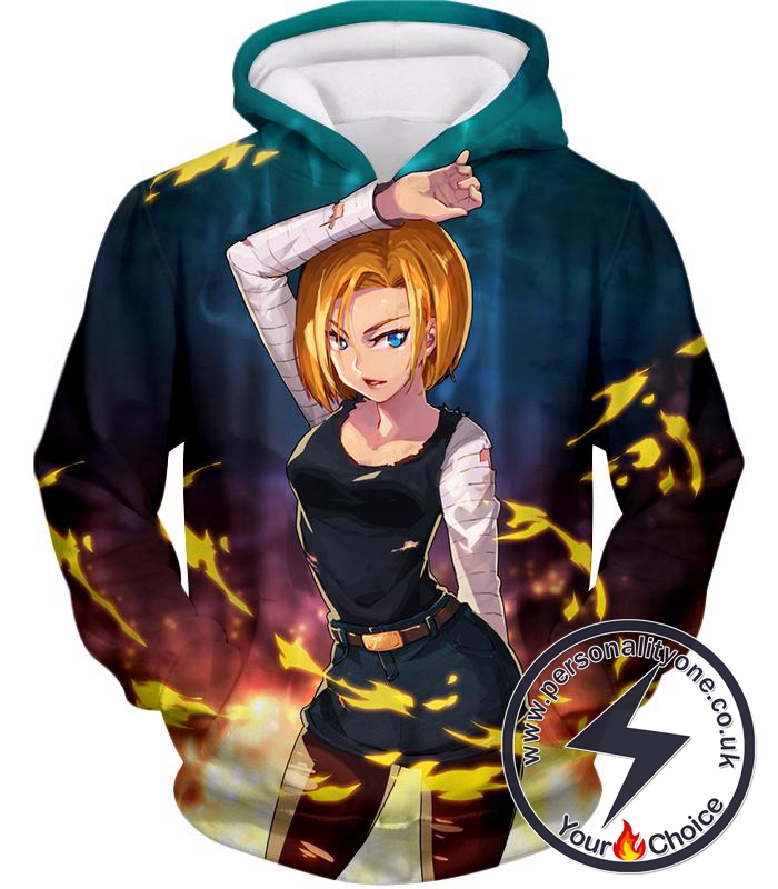 Dragon Ball Super Very Cute Fighter Android 18 Awesome Promo Anime Hoodie