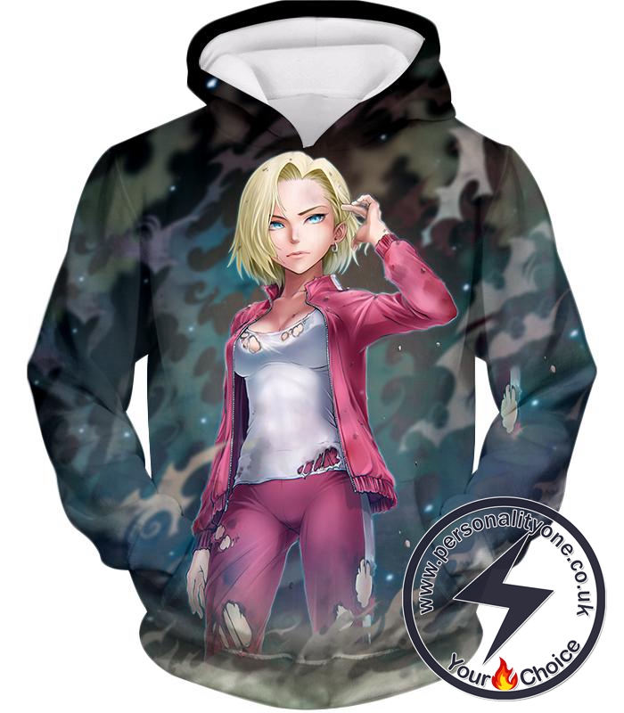 Dragon Ball Super Very Cute Fighter Android 18 Extremely Pretty Anime Graphic Hoodie