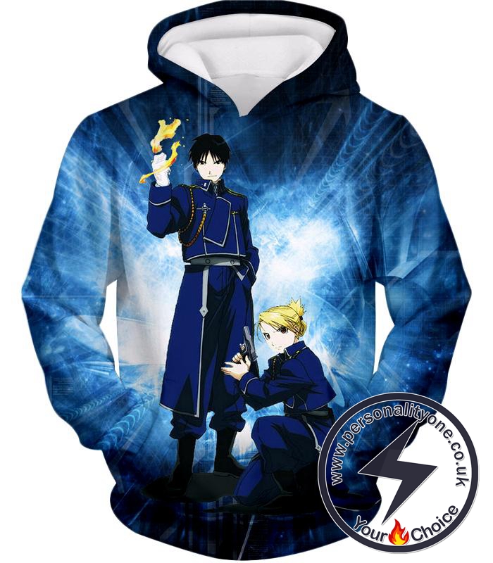 Fullmetal Alchemist Awesome State Military Personnels Roy x Riza Anime Action Pose Hoodie