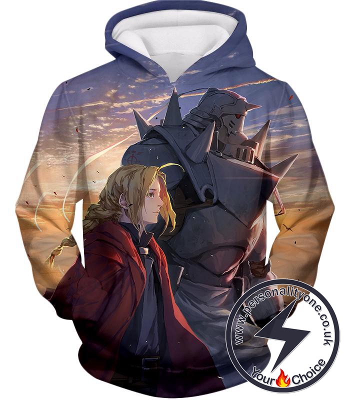 Fullmetal Alchemist Best Anime Art Edward x Alphonse Amazing Graphic Promo Hoodie