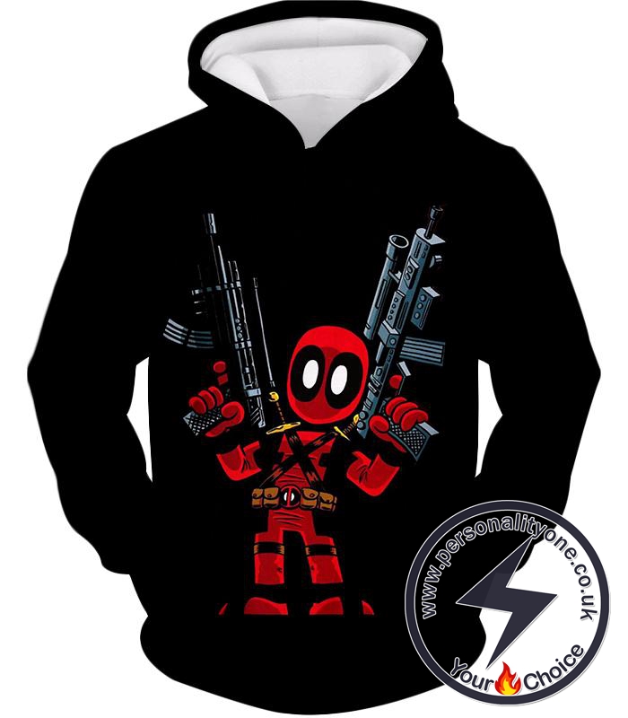 Funny Mercenary Deadpool Comic Action Figure Black Hoodie