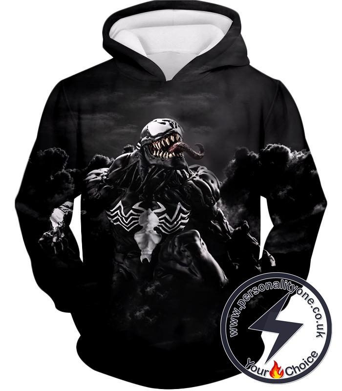 Marvels Dangerous Villain Venom Black Printed Hoodie