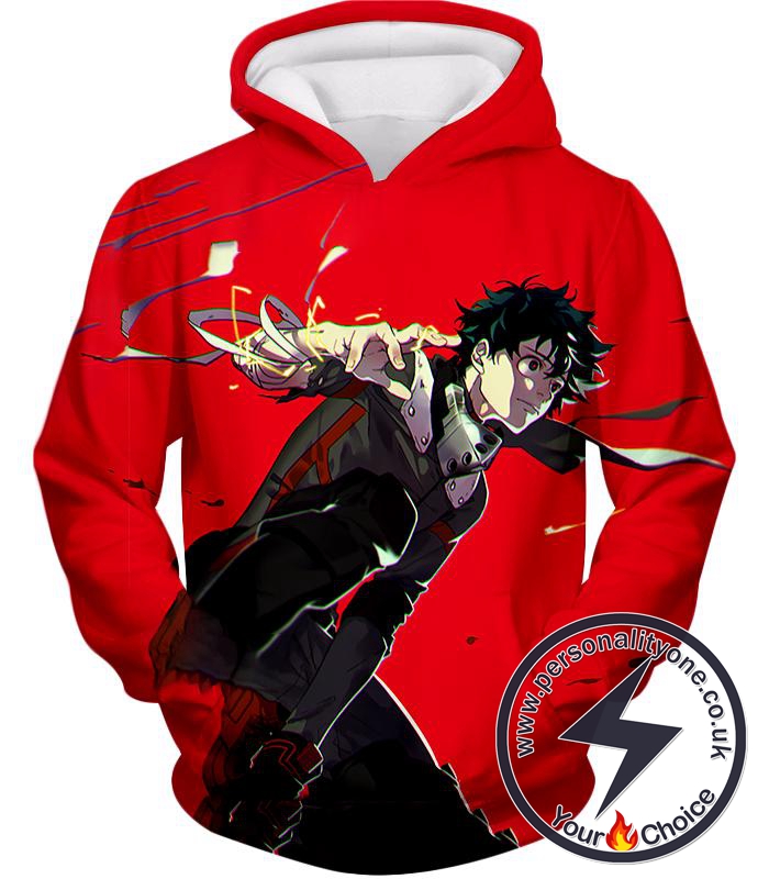 My Hero Academia Cool Izuki Midoriya Red Action Hoodie