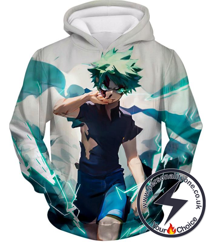 My Hero Academia Izuki Midoriya Incredible Hero Awesome Anime Action White Hoodie