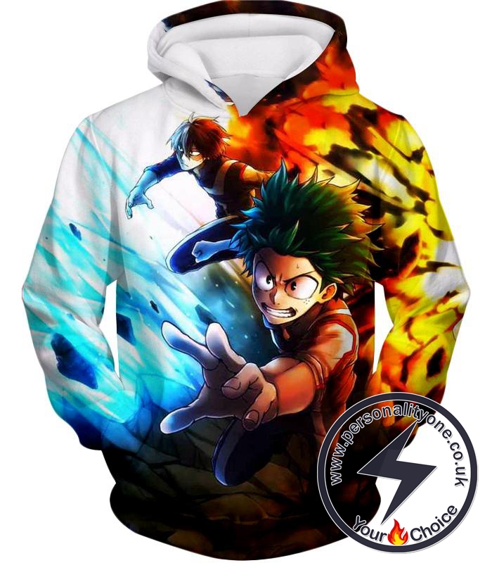 My Hero Academia Izuki Midoriya and Shoto Todoroki Action Hoodie