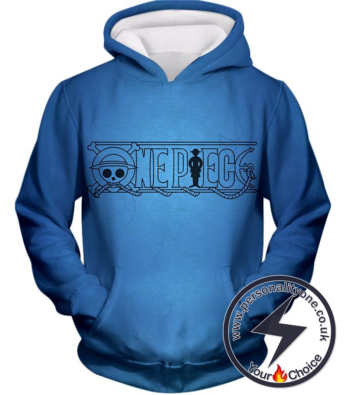 One Piece Awesome Anime One Piece Promo Logo Blue Hoodie