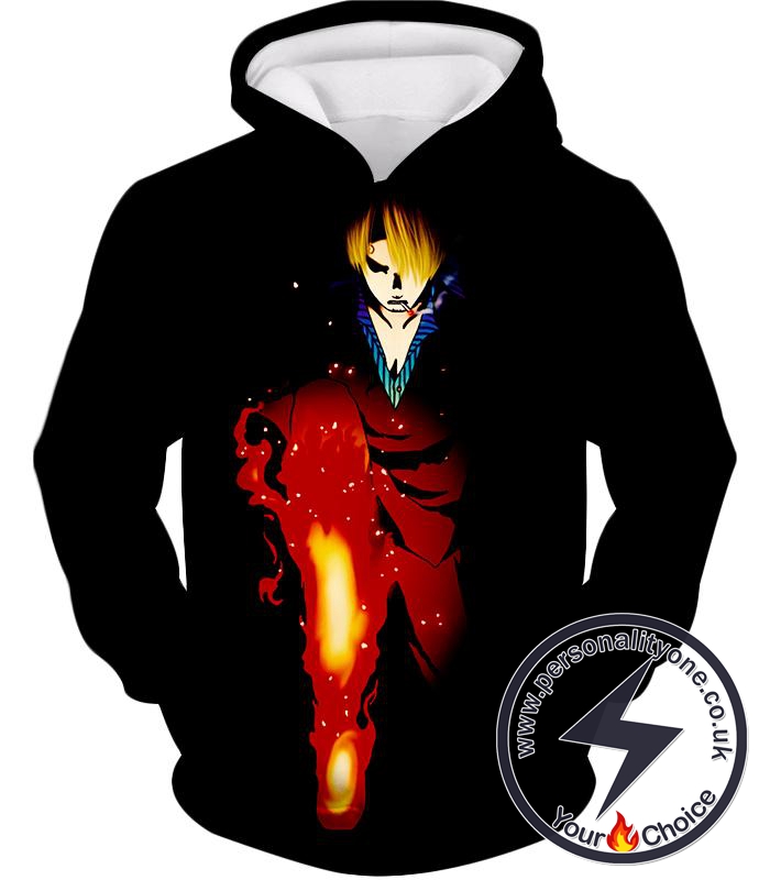 One Piece Black Leg Sanjis Diable Jambe Awesome Action Black Hoodie