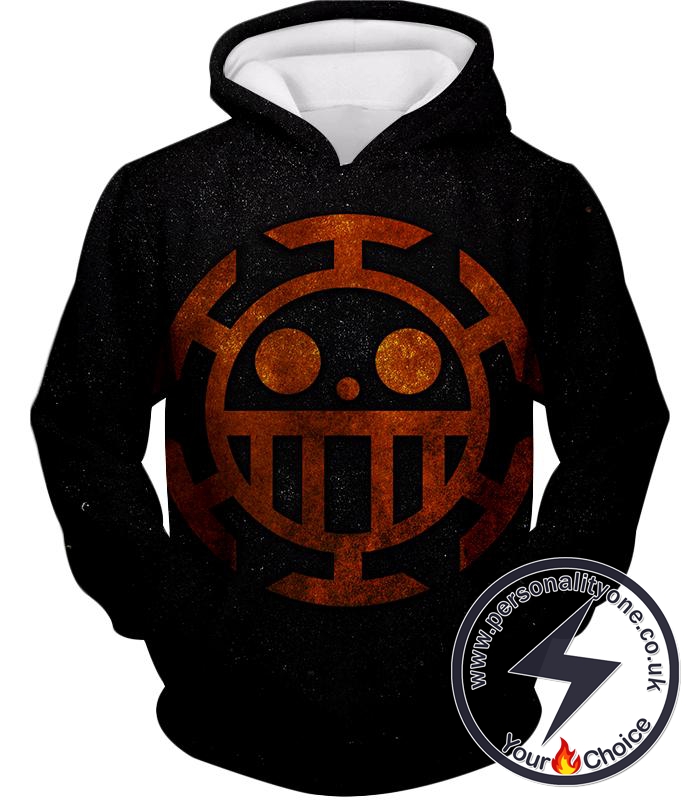 One Piece Cool Heart Pirates Flag Logo Black Hoodie