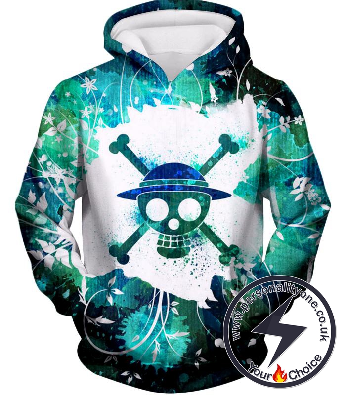 One Piece Cool Straw Hat Pirate Logo Psychedelic Print Hoodie